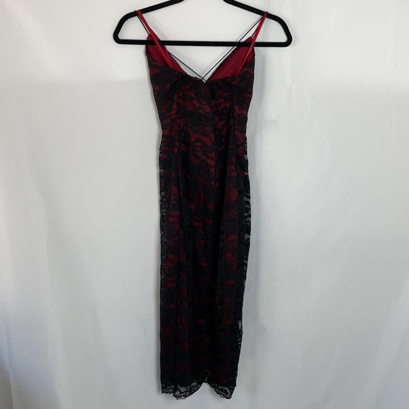 Ax Paris Lace Strappy Bodycon Dress - Black & Red - Picture 10 of 11